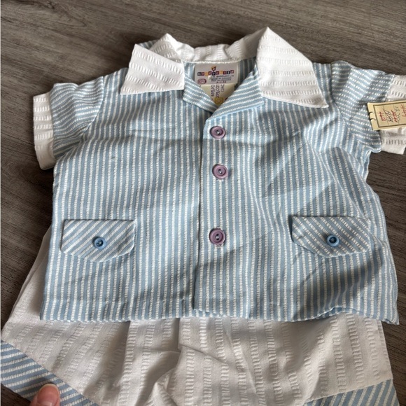 Vintage honey child Blue and White Sailboat Embroidered Kids Outfit. Brand new - Picture 2 of 4